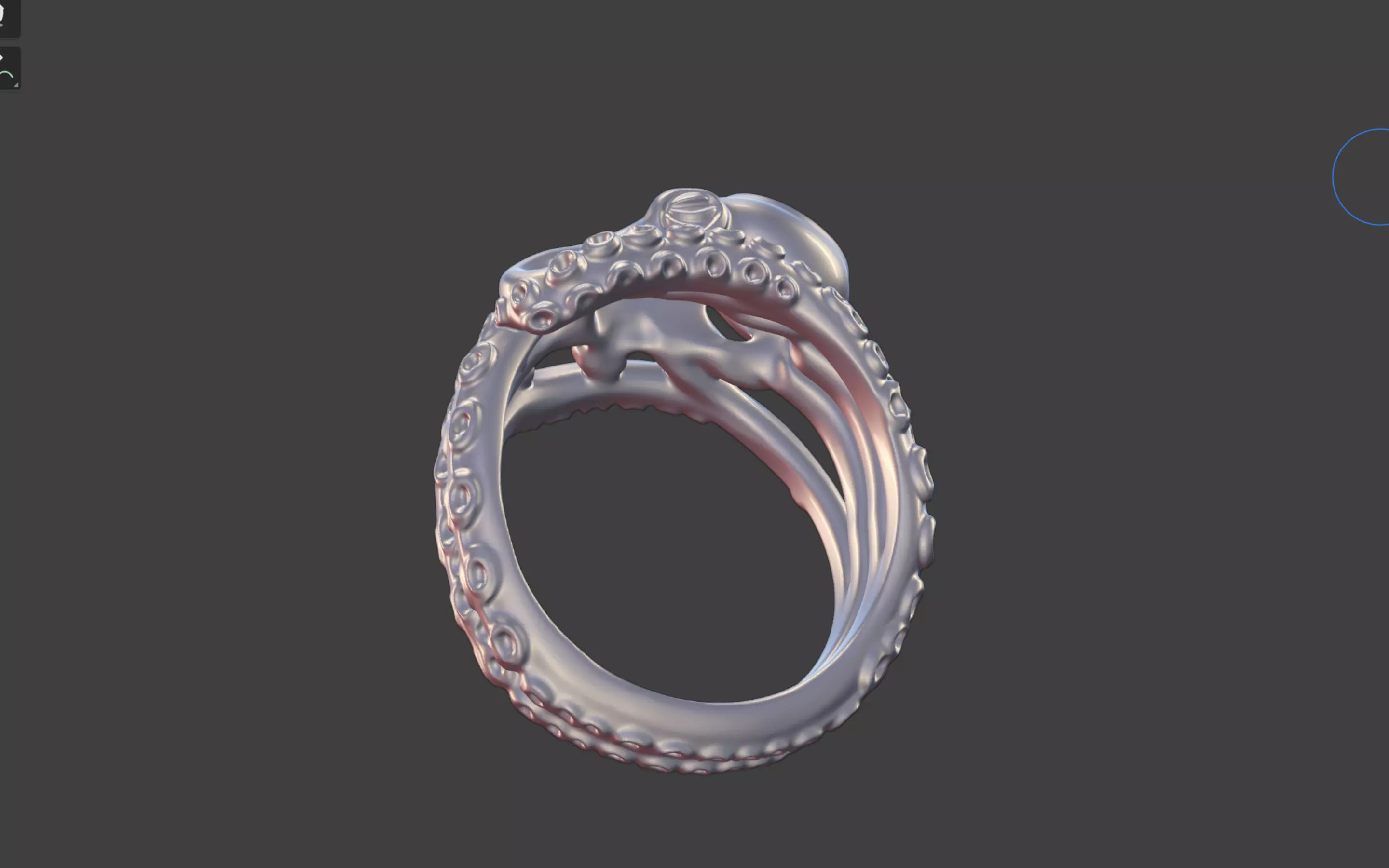 Octopus Silver Ring with Cabochon Gemstone 3D print model_18