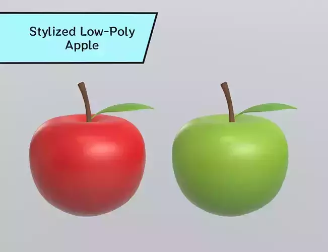 Stylized Low-Poly Apple Low-poly 3D model