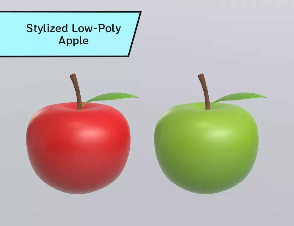 Stylized Low-Poly Apple Low-poly 3D model_0