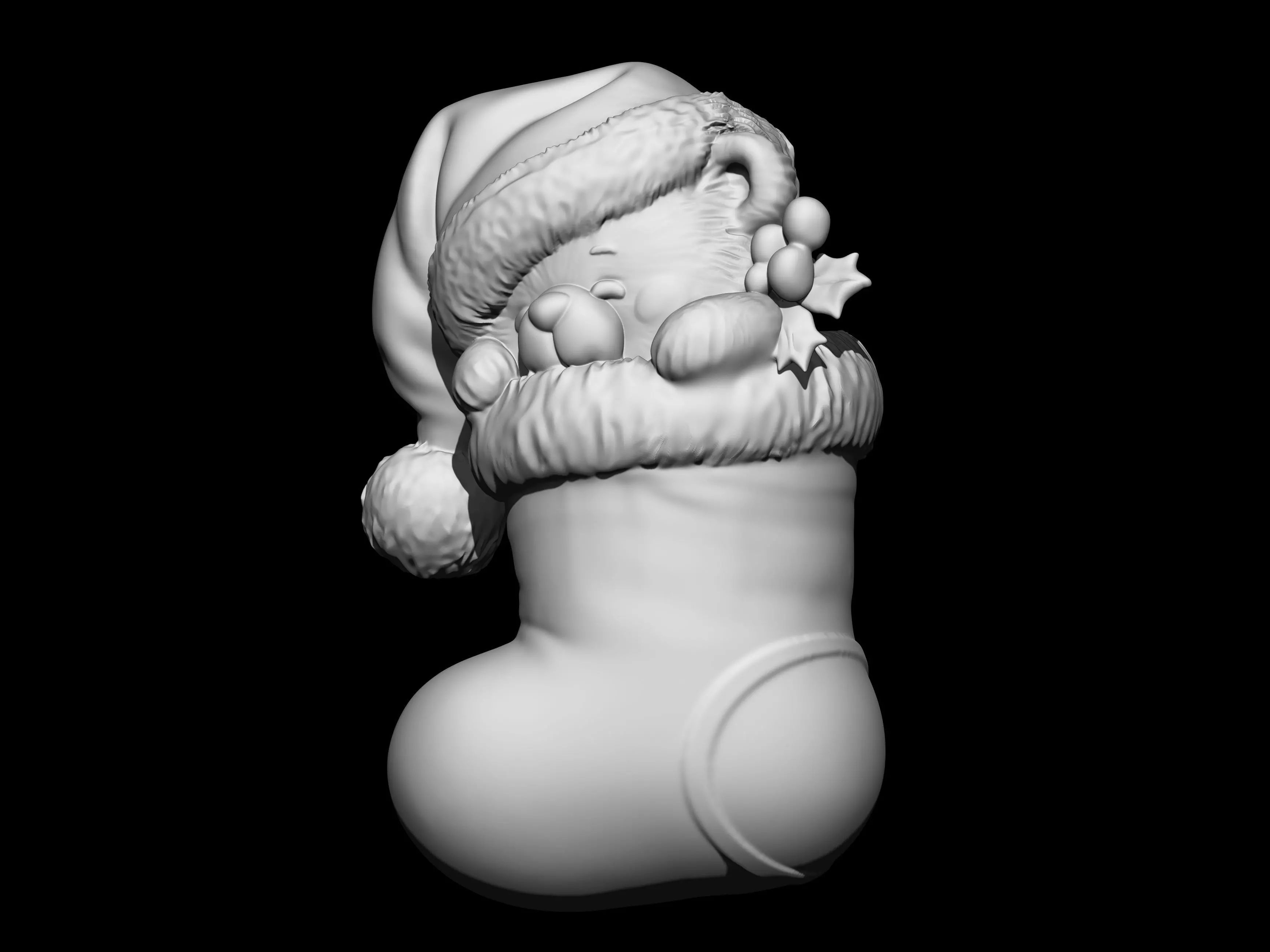 Santa Teddy Bear in Stocking 3D print model_3