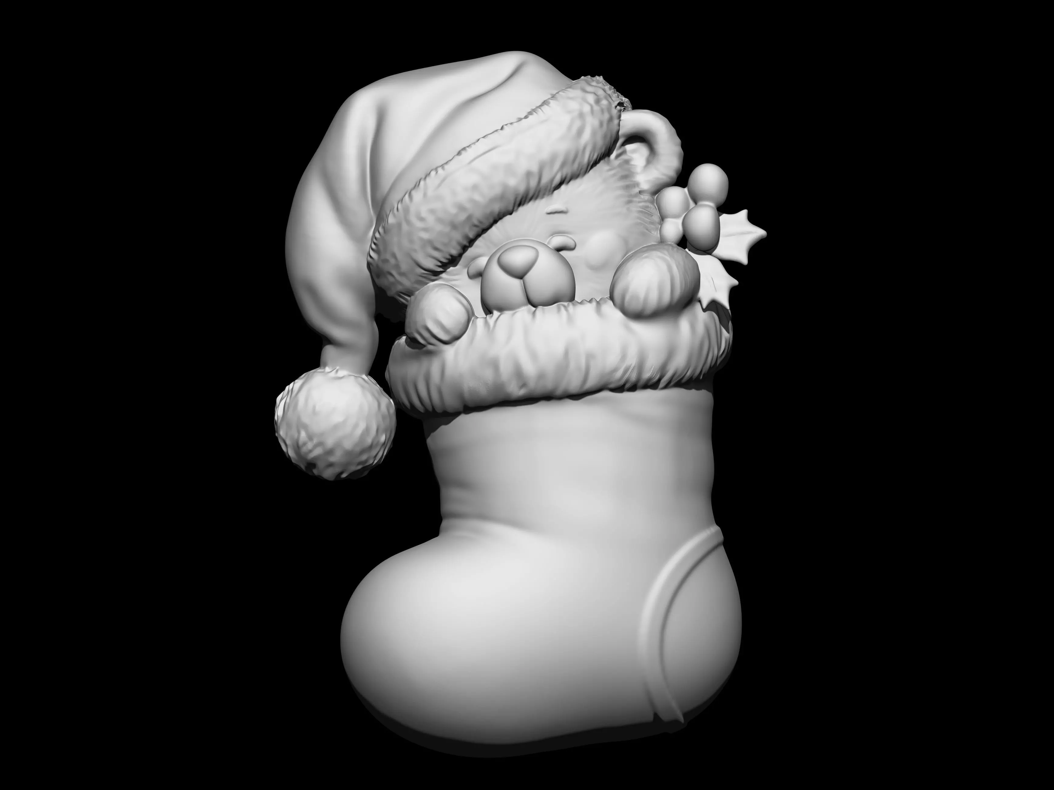 Santa Teddy Bear in Stocking 3D print model_1