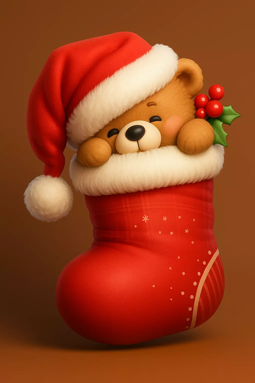 Santa Teddy Bear in Stocking 3D print model_4