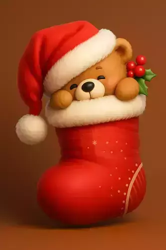 Santa Teddy Bear in Stocking 3D print model