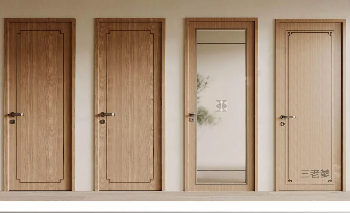 Wooden-door Single-door Bedroom-door Glass-door Bathroom-door 3D model