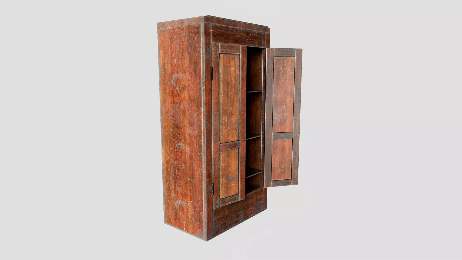 Vintage Wardrobe - PBR Game Ready wooden  Low-poly 3D model_6