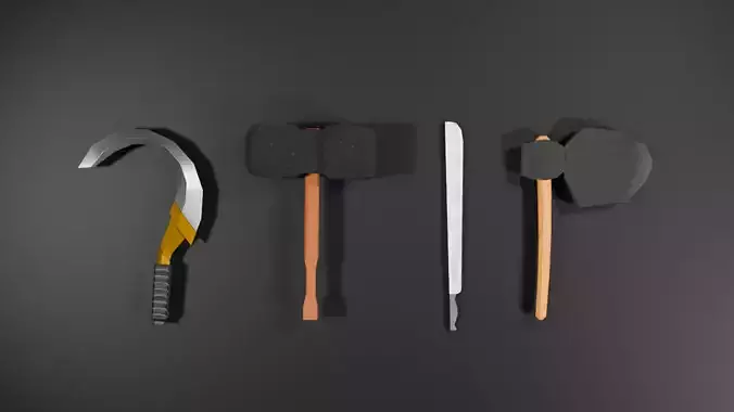 Low-poly game-ready weapons 