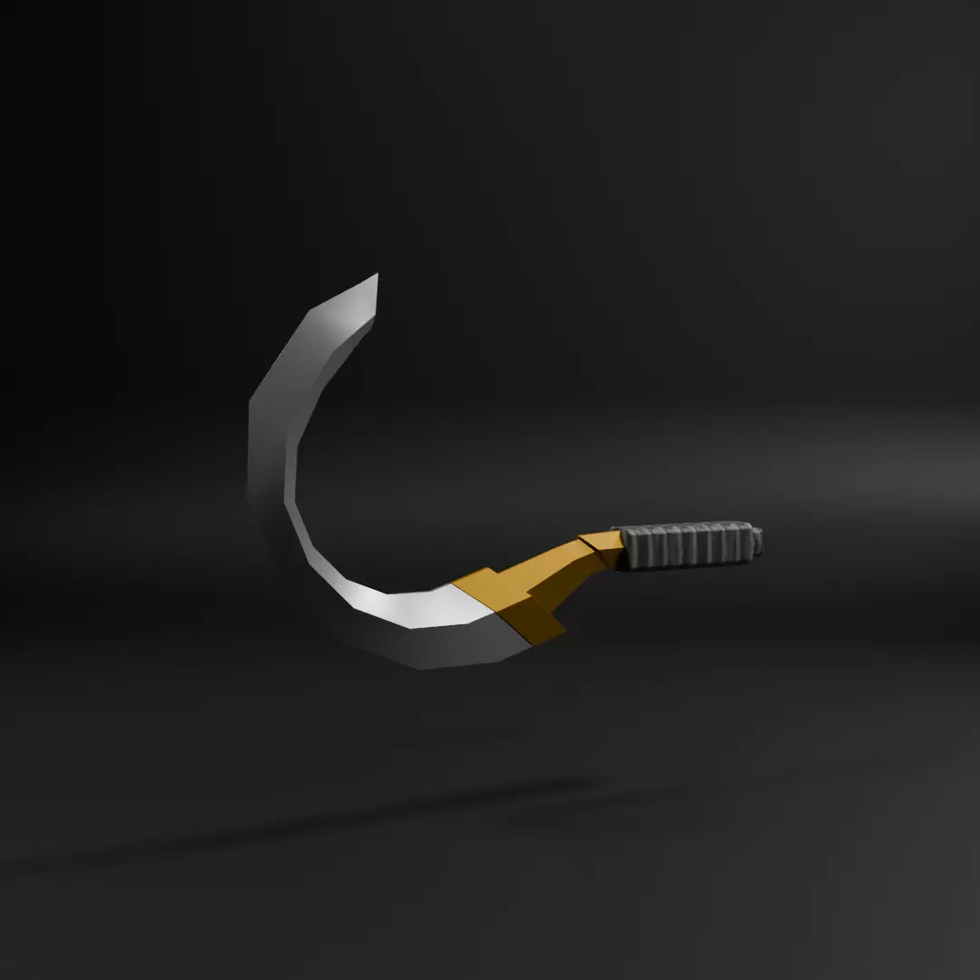 Low-poly game ready Curved Weapon blade  Low-poly 3D model_6