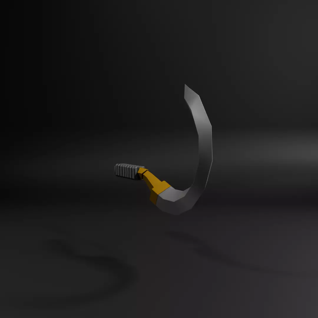Low-poly game ready Curved Weapon blade  Low-poly 3D model_2