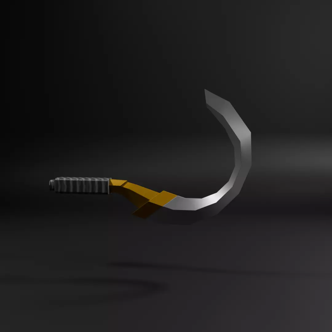 Low-poly game ready Curved Weapon blade  Low-poly 3D model_1