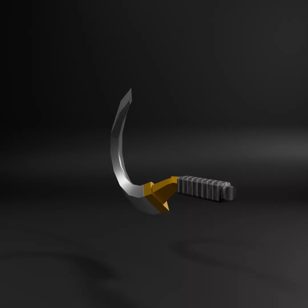 Low-poly game ready Curved Weapon blade  Low-poly 3D model_5