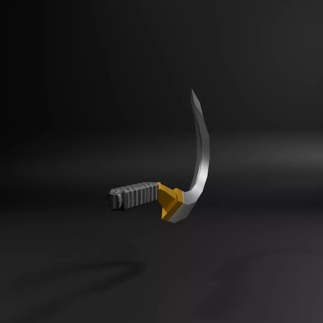 Low-poly game ready Curved Weapon blade  Low-poly 3D model_0