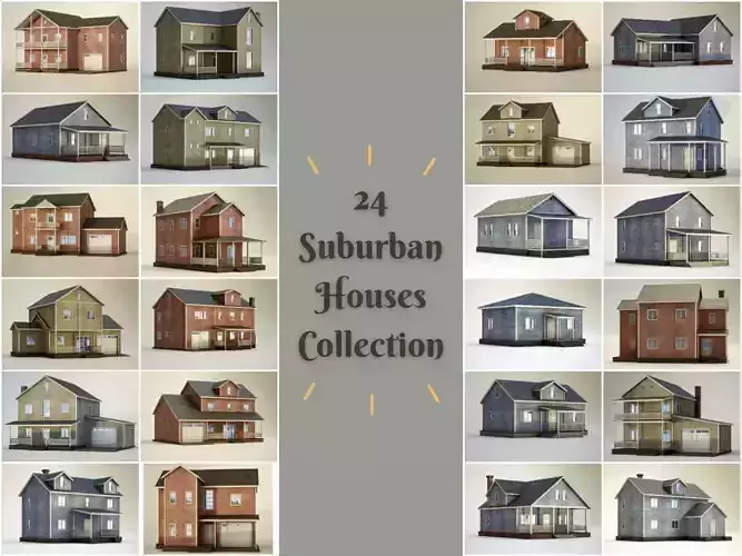 Suburb House Collection 24 high quality town houses 3D model