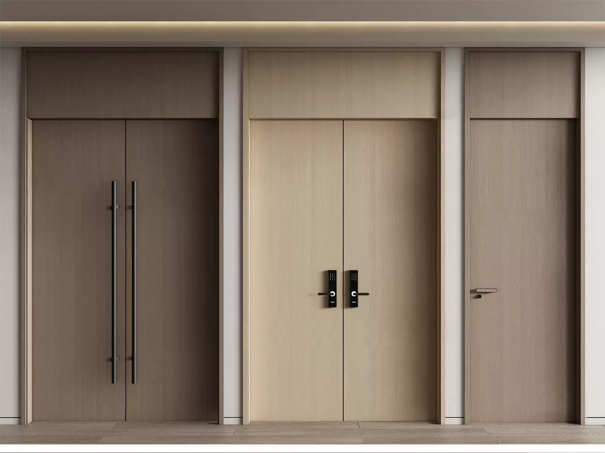 Wooden-door double-door Password-door entrance-door 3D model