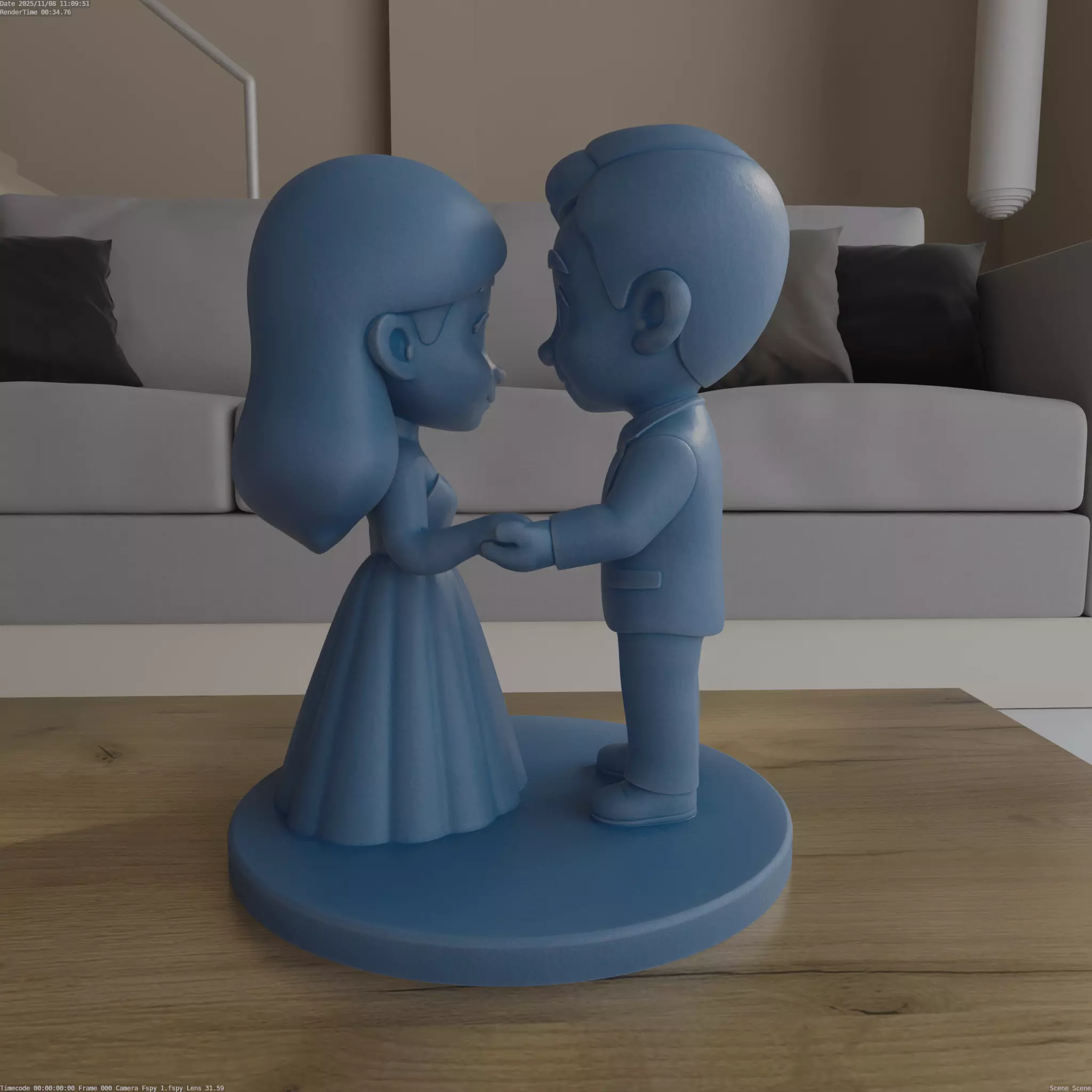 Cute Wedding Couple Figurine 3D Print STL 3D print model_2