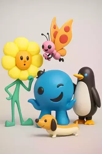 Stylized Oswald and Daisy Group 3d Model Art Toy Collectibles