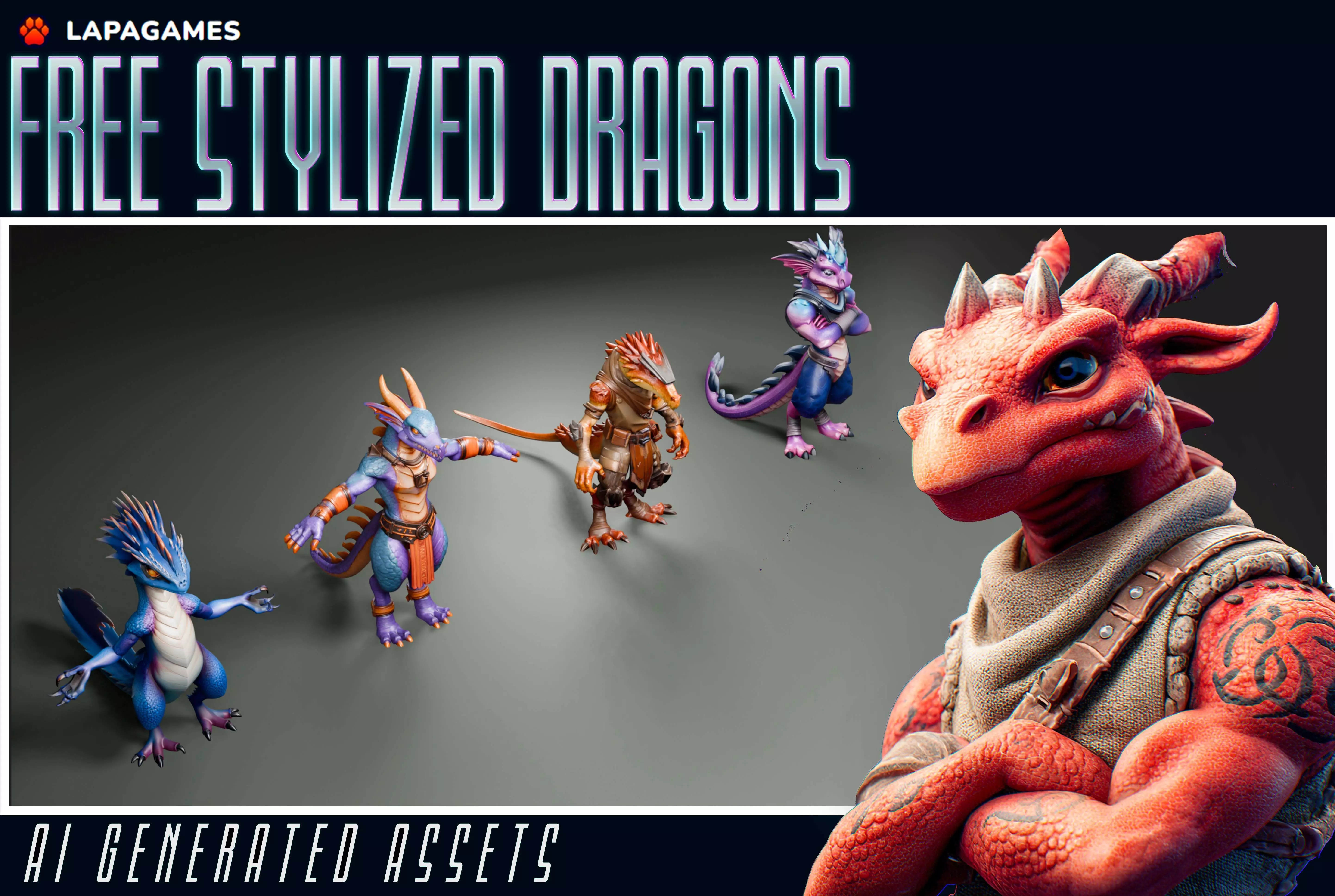 Free Stylized Dragons Free 3D model