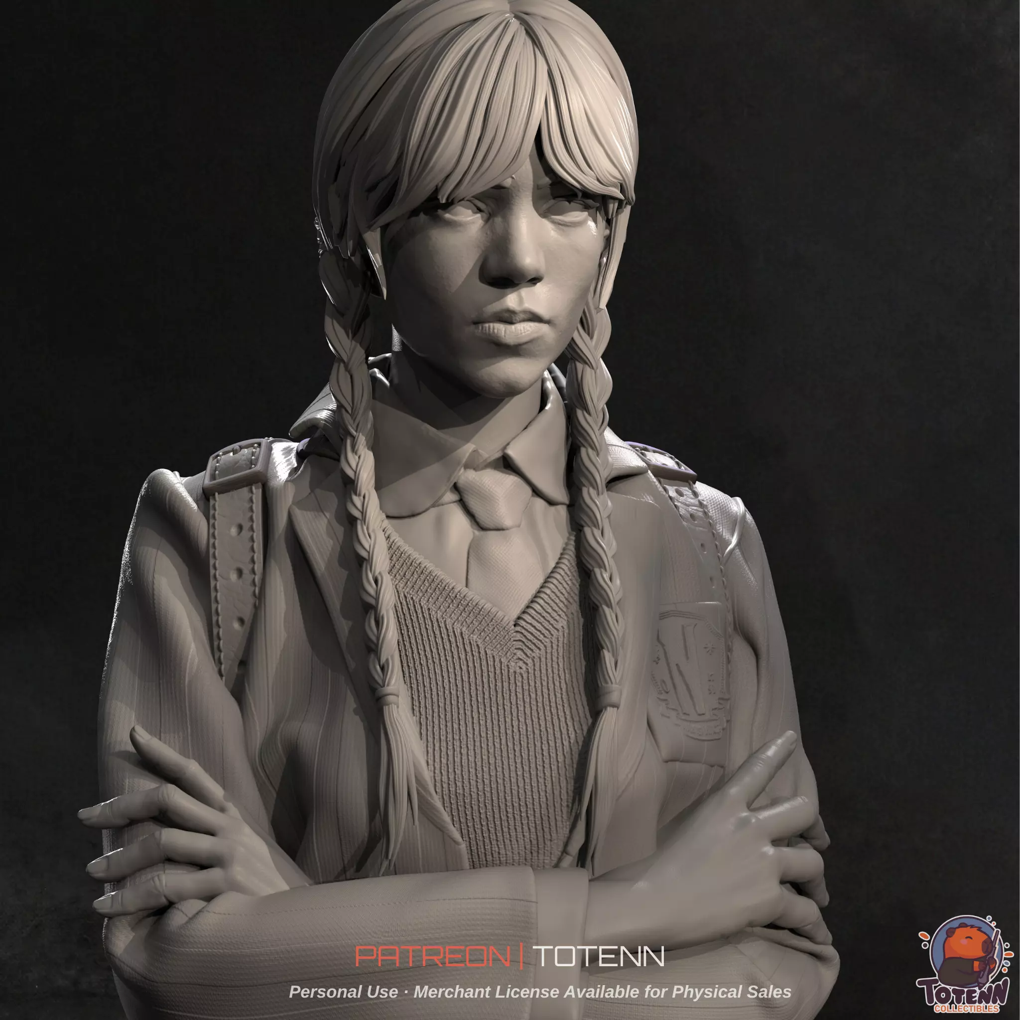 Wednesday Addams Free Download STL 3D Print Model Free 3D print model_0