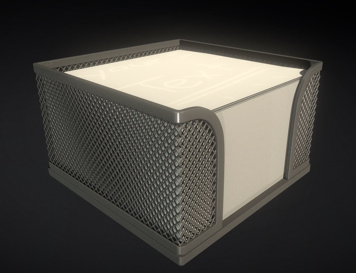 Wire Mesh Notepad Memo Cube 3D model_3