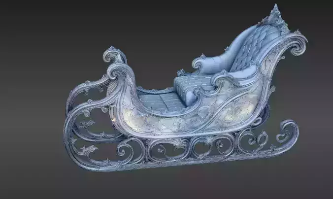 Luxury Sleigh 3D Model Holiday Fantasy Sleigh 