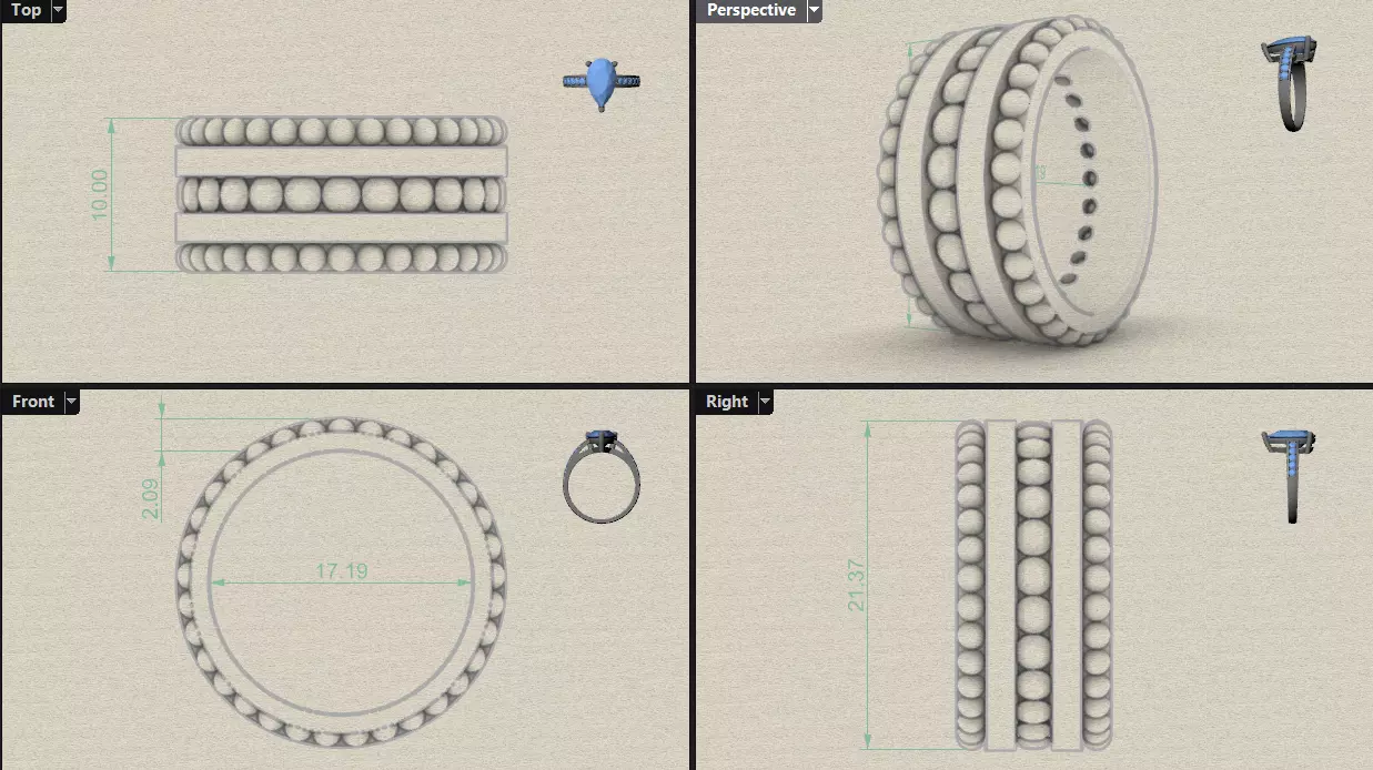 Channel Set Round cut eternity ring with bead N06 145CT EU54 3D print model_10