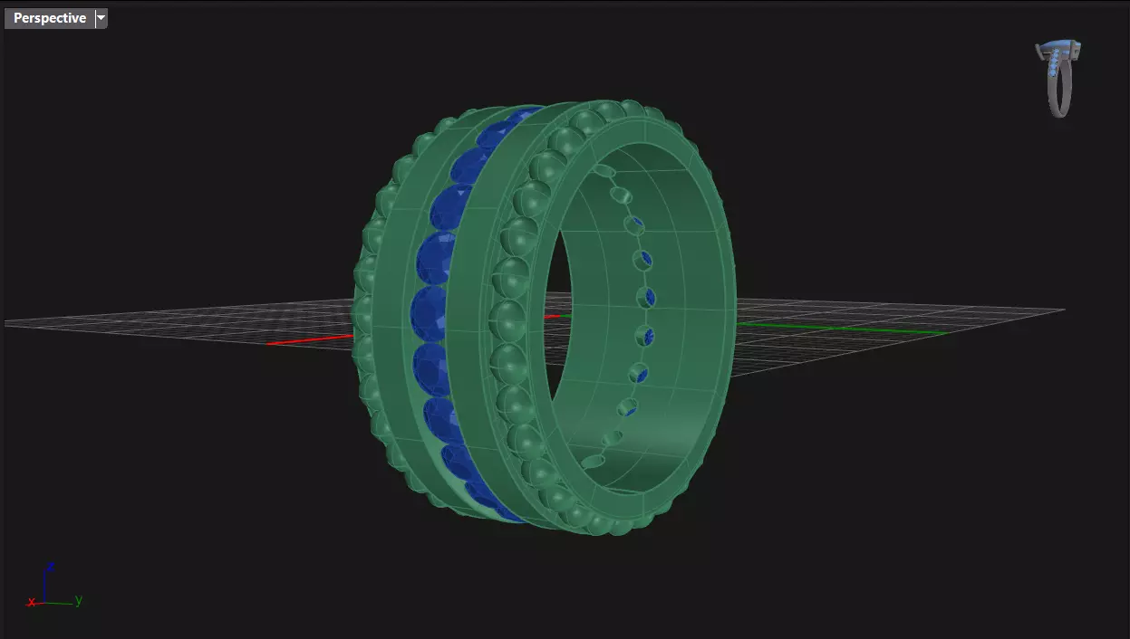 Channel Set Round cut eternity ring with bead N06 145CT EU54 3D print model_5
