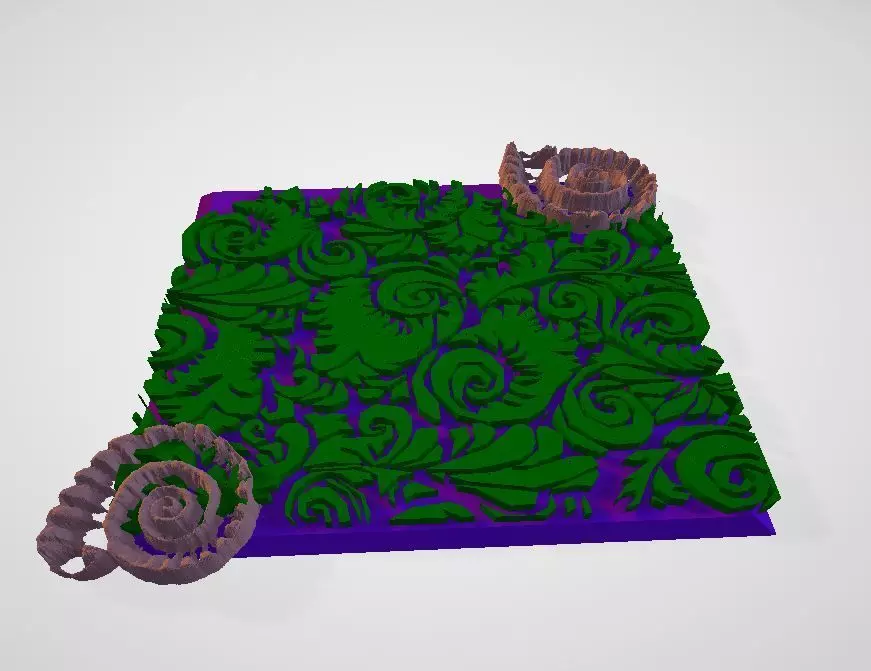 Stylish Leaf Art And Coral mix WALL ART 3D model_1