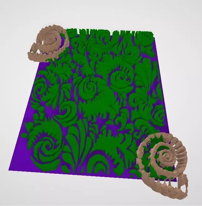 Stylish Leaf Art And Coral mix WALL ART 3D model_4