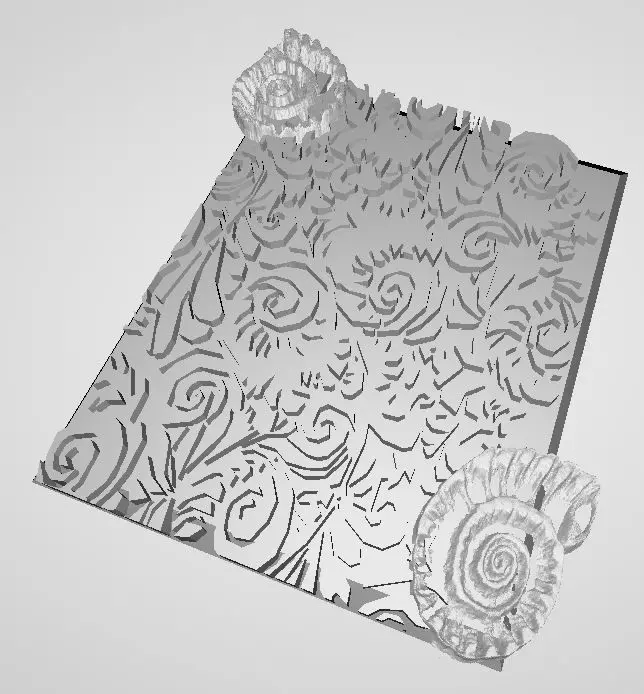 Stylish Leaf Art And Coral mix WALL ART 3D model_5