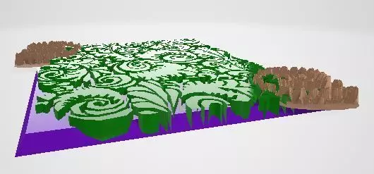 Stylish Leaf Art And Coral mix WALL ART 3D model_3