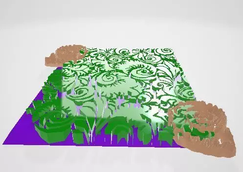 Stylish Leaf Art And Coral mix WALL ART 3D model_2