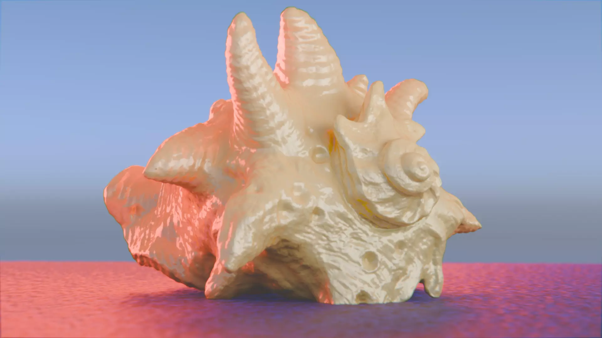 High Poly Spiky Fantasy Conch Shell 3D print model_2