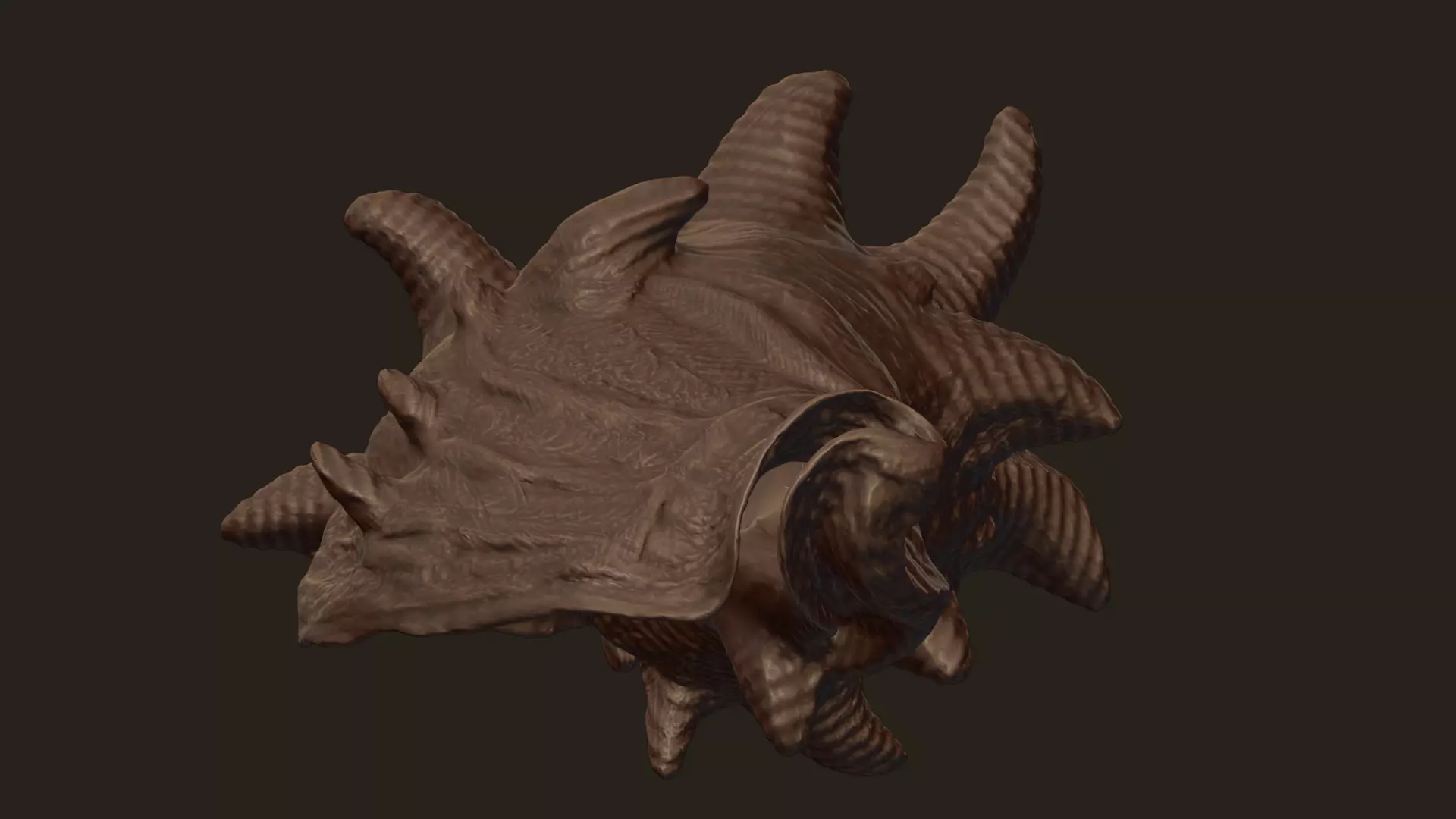 High Poly Spiky Fantasy Conch Shell 3D print model_13