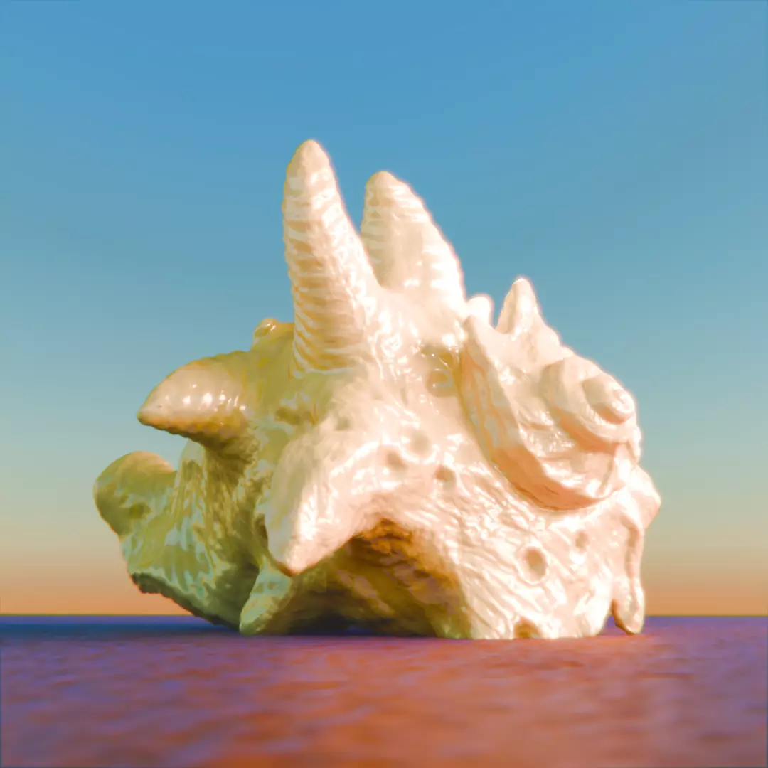 High Poly Spiky Fantasy Conch Shell 3D print model_4