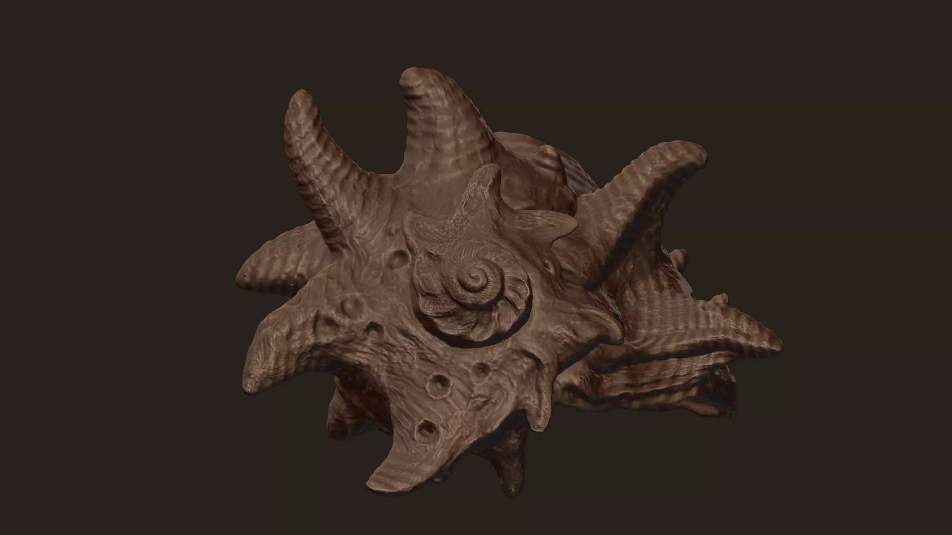 High Poly Spiky Fantasy Conch Shell 3D print model_12