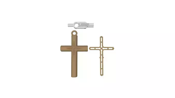 3D Printable Cross Necklace Model  Chain and Pendant