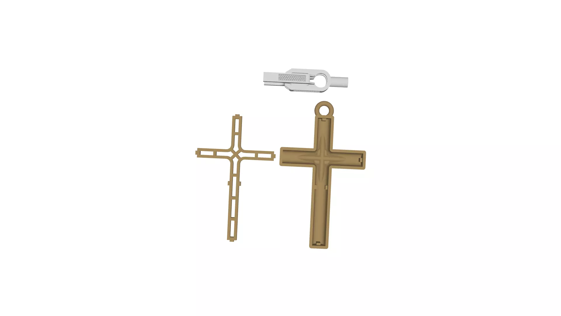 3D Printable Cross Necklace Model  Chain and Pendant 3D print model_2