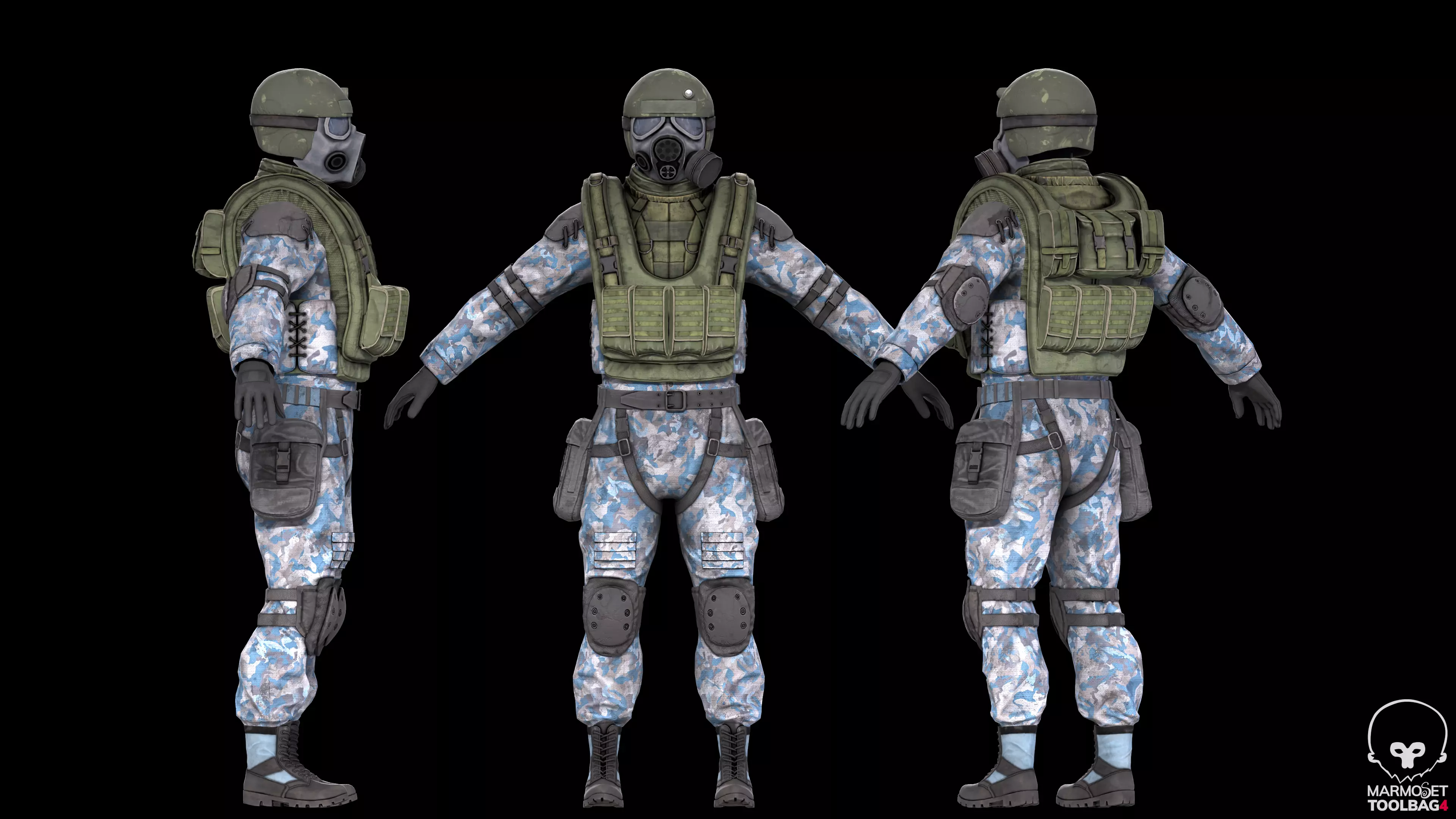 Military stalker like suit for Dayz engine Low-poly 3D model_13