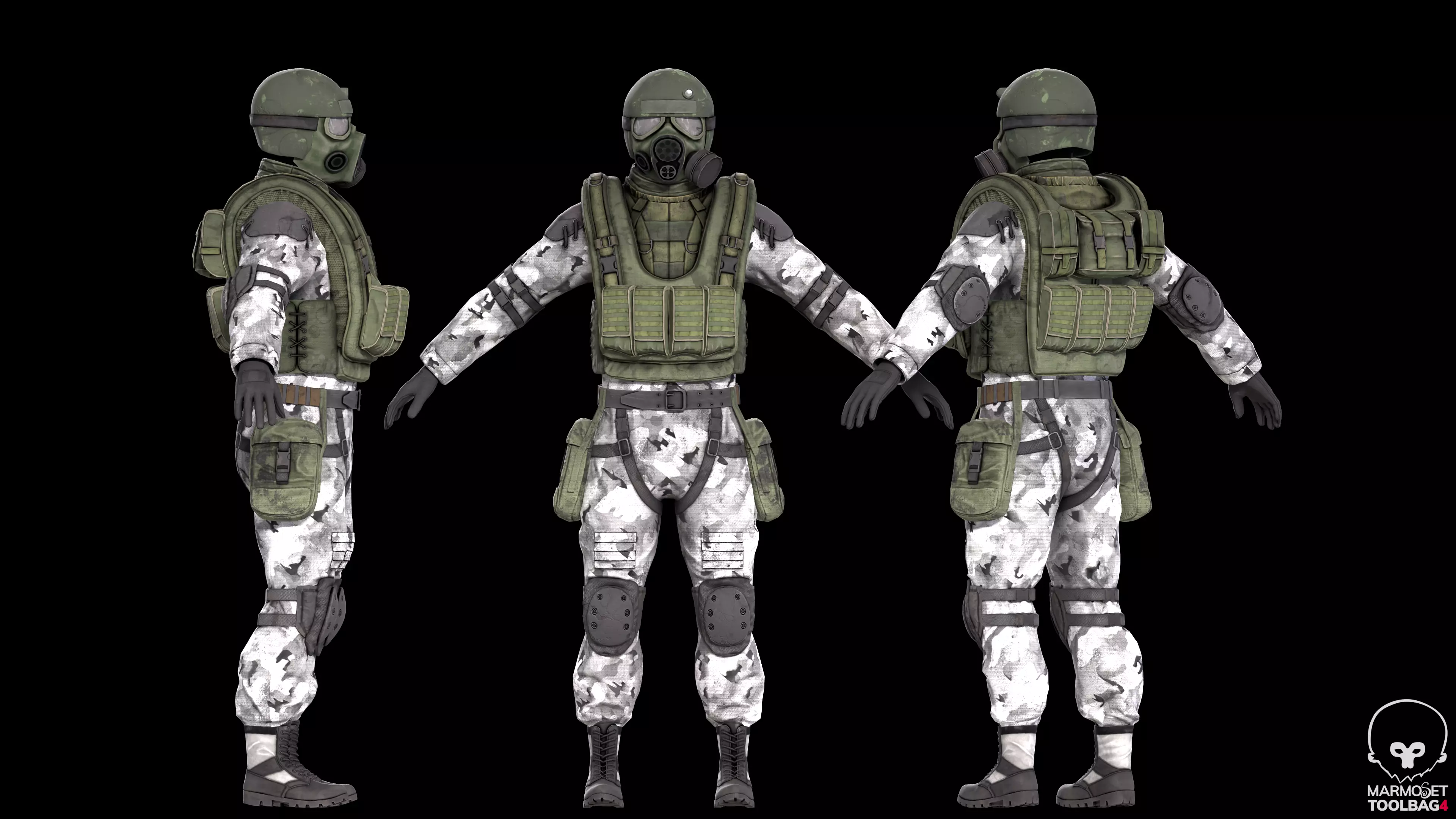 Military stalker like suit for Dayz engine Low-poly 3D model_12