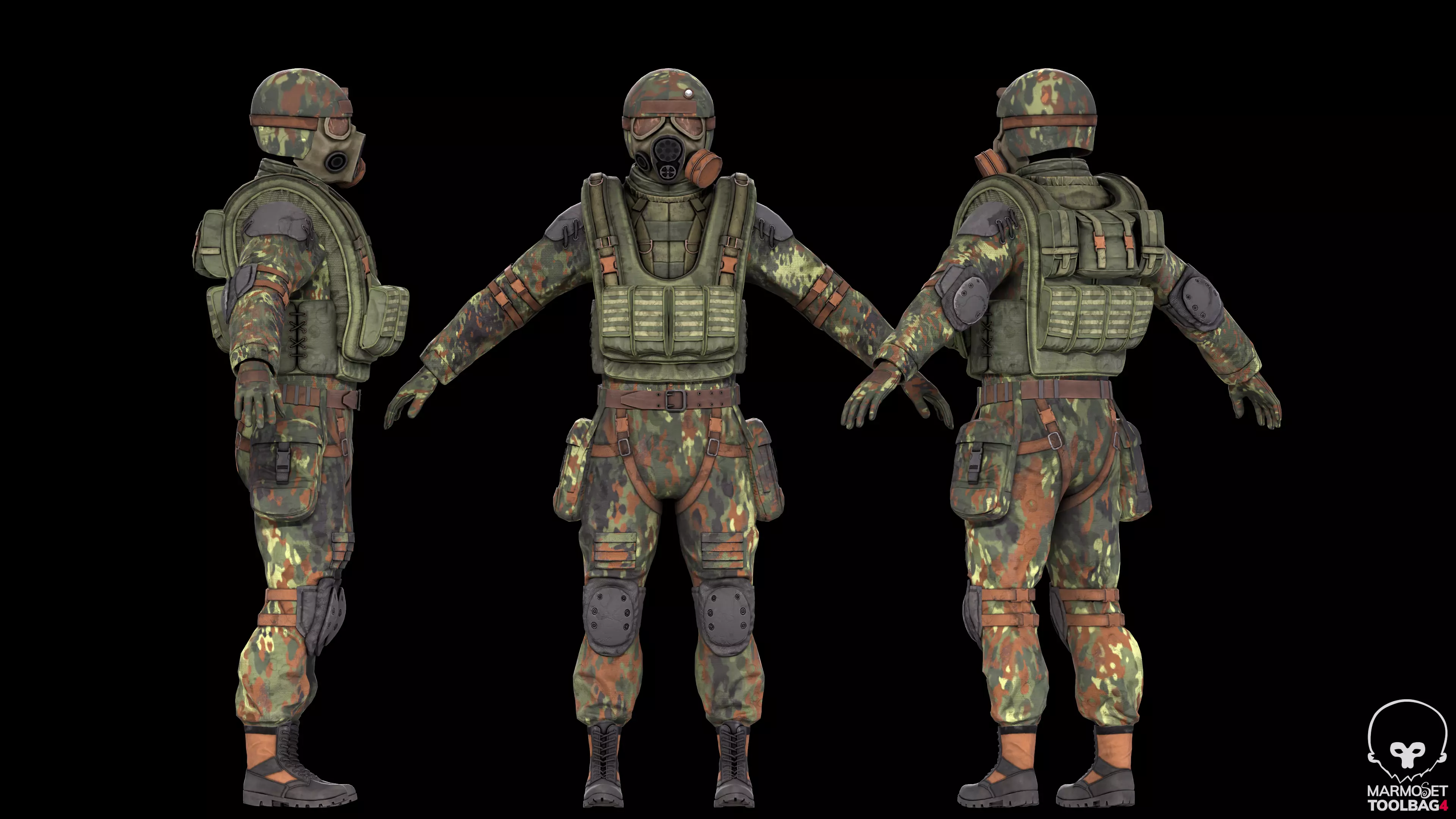 Military stalker like suit for Dayz engine Low-poly 3D model_6