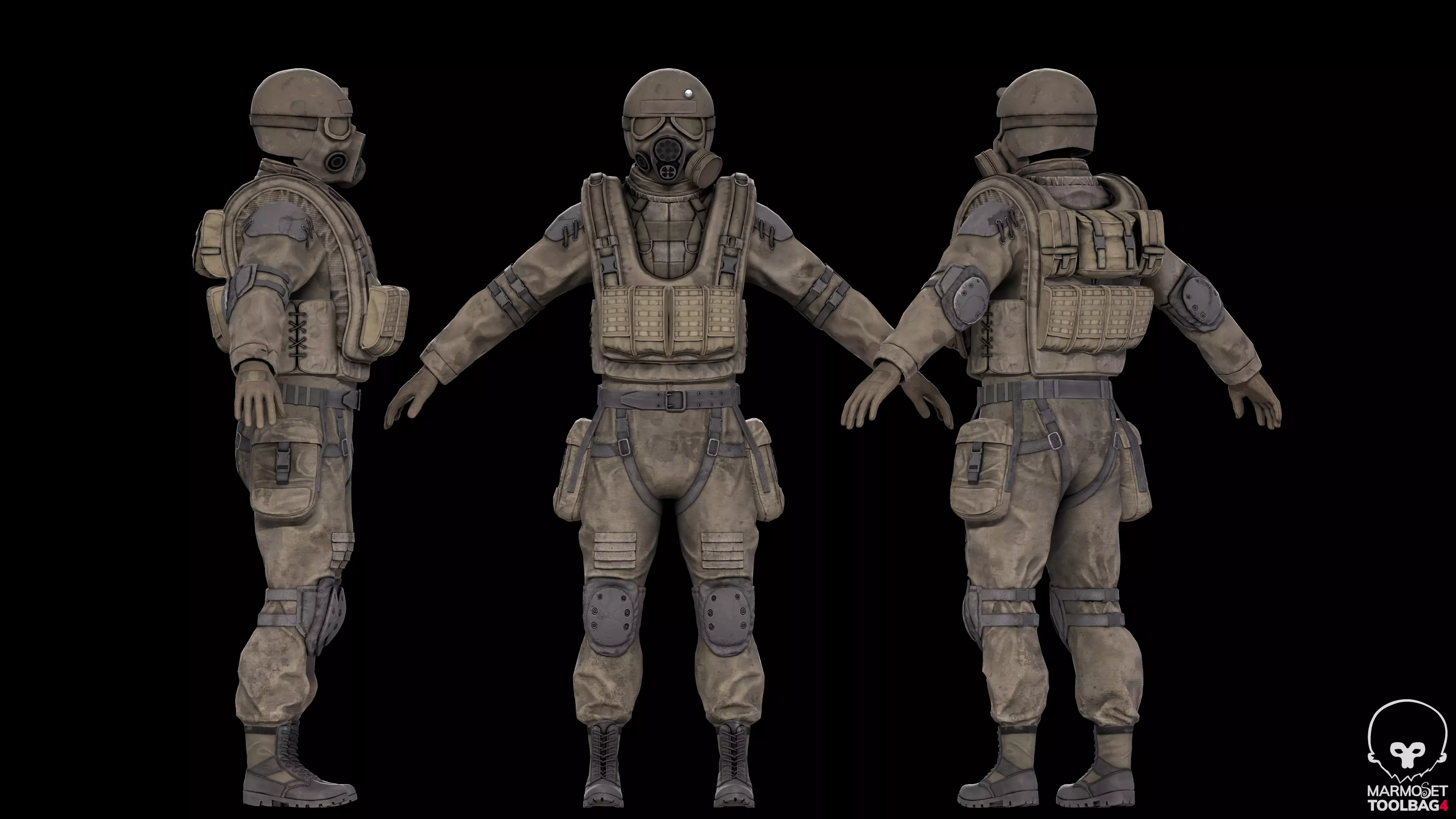 Military stalker like suit for Dayz engine Low-poly 3D model_9