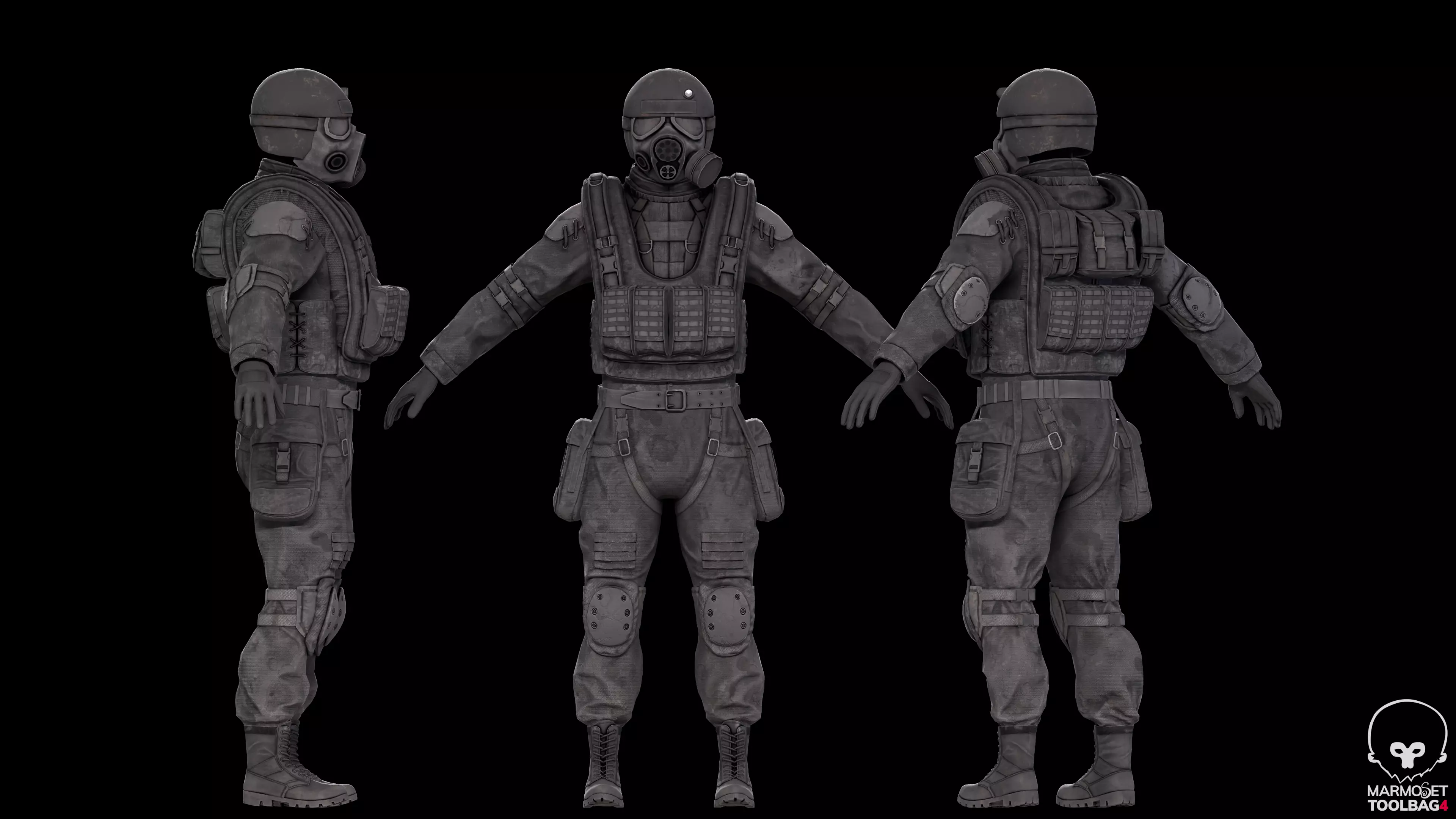 Military stalker like suit for Dayz engine Low-poly 3D model_5