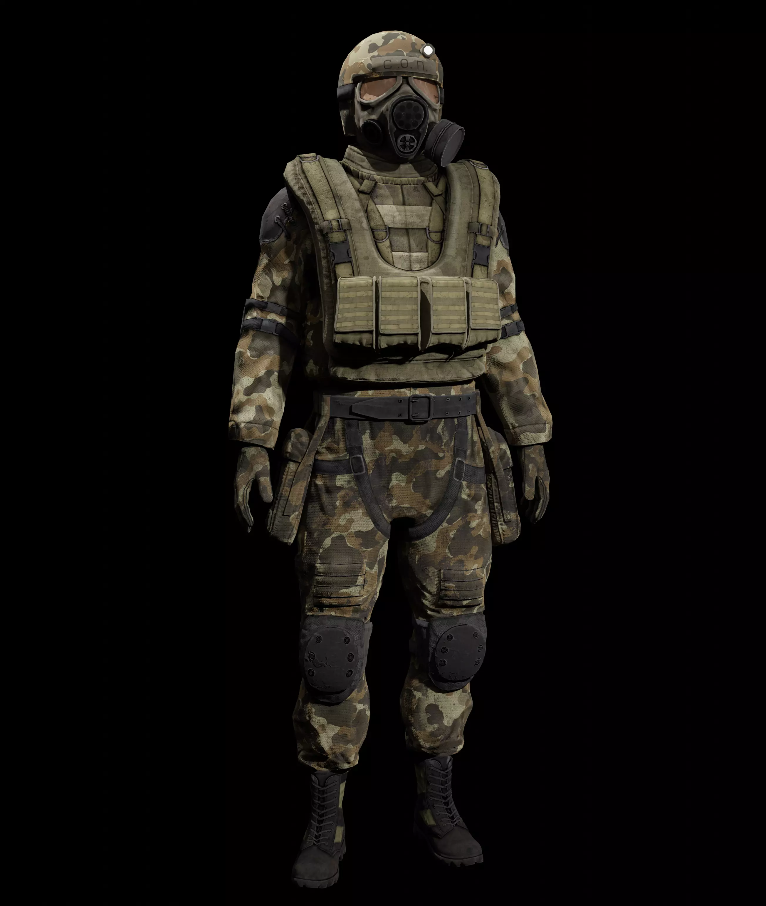 Military stalker like suit for Dayz engine Low-poly 3D model_2