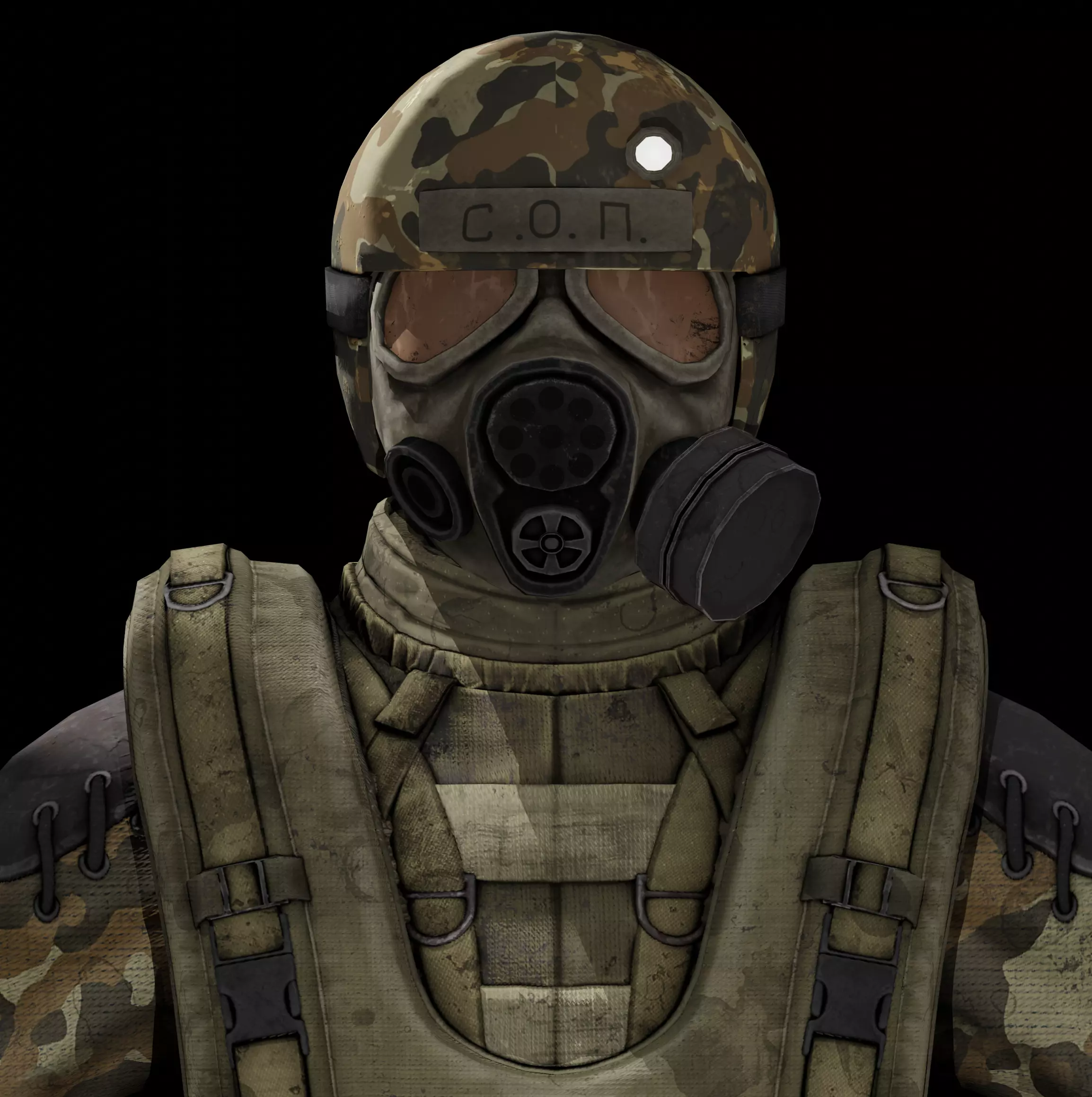 Military stalker like suit for Dayz engine Low-poly 3D model_3