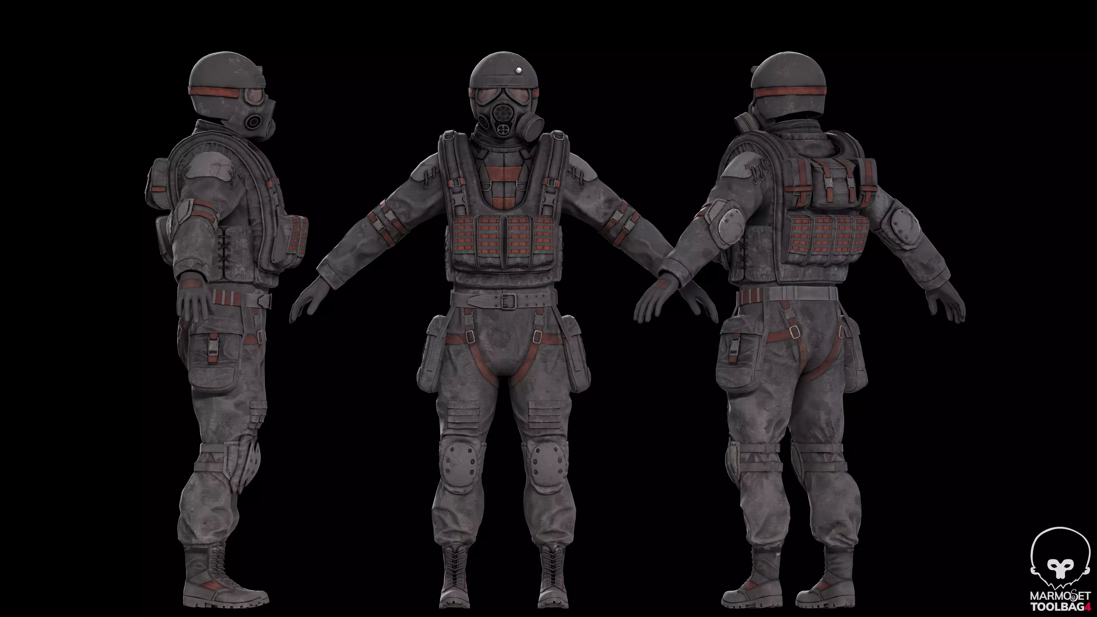Military stalker like suit for Dayz engine Low-poly 3D model_8