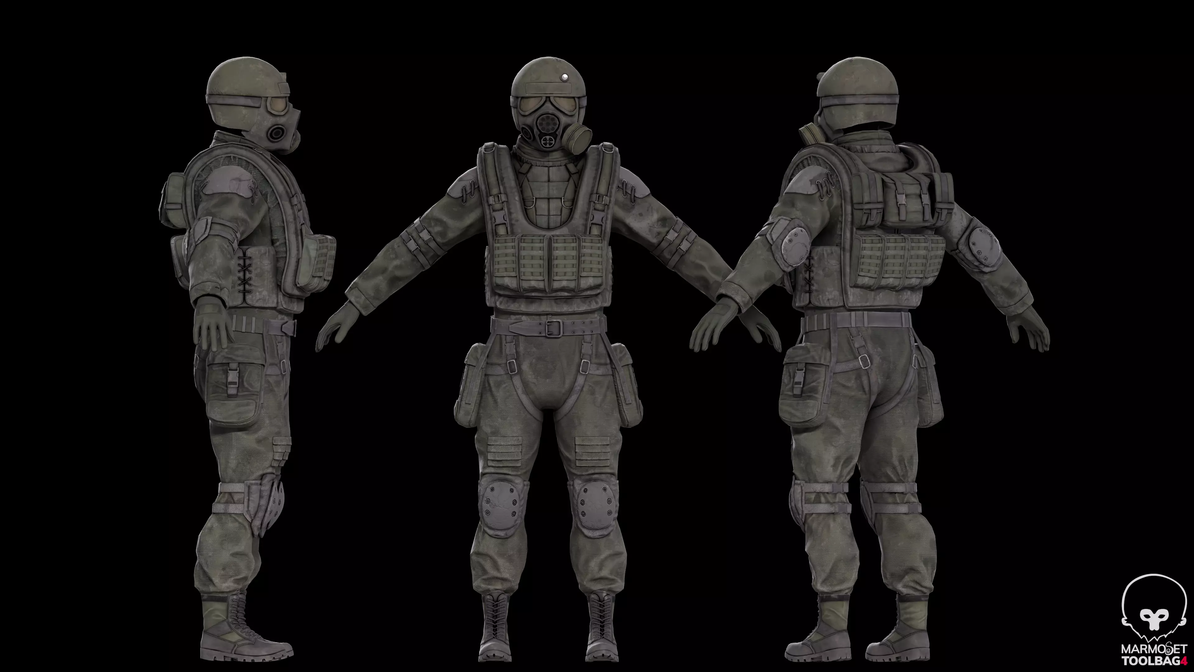 Military stalker like suit for Dayz engine Low-poly 3D model_7
