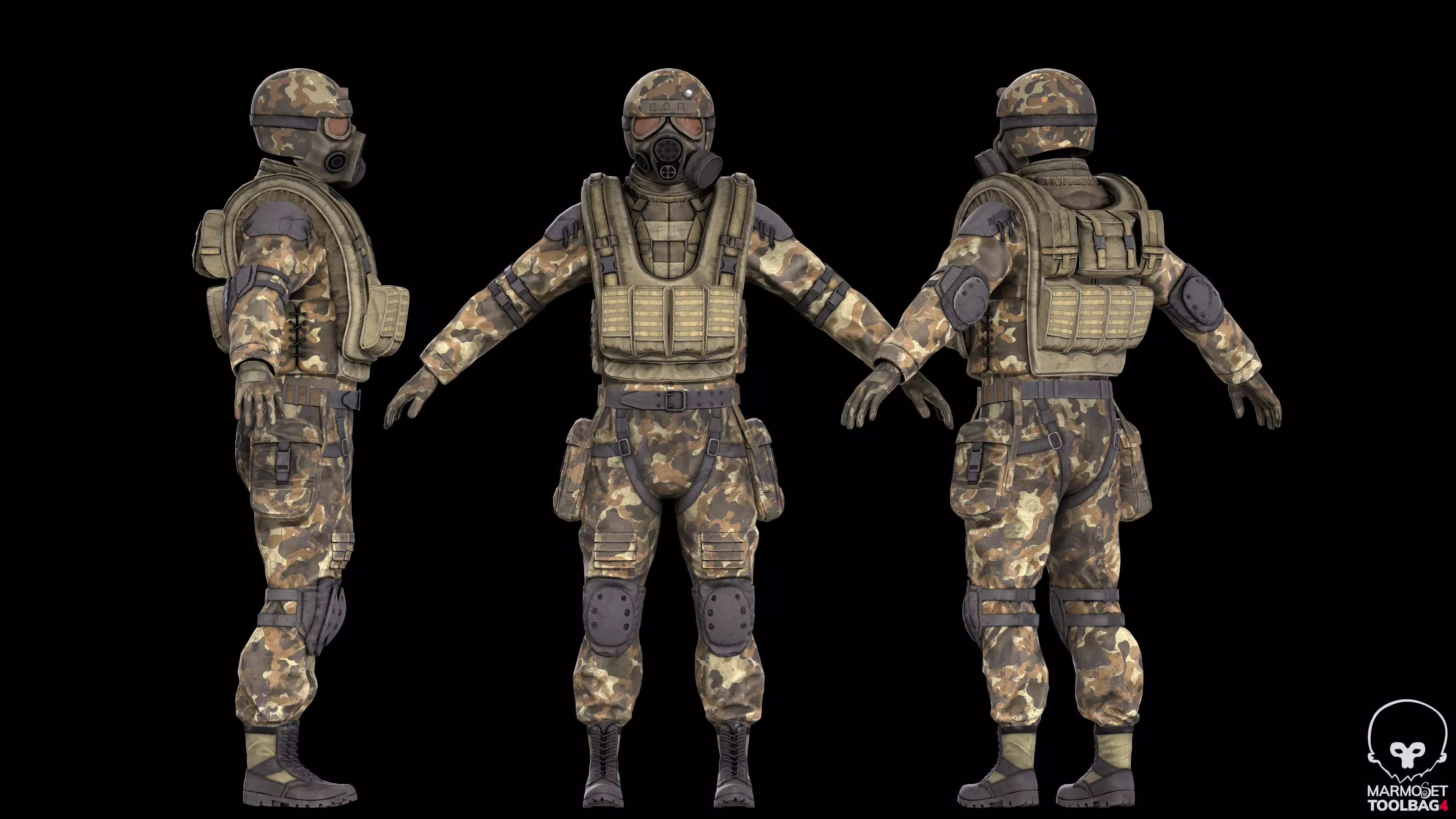 Military stalker like suit for Dayz engine Low-poly 3D model_4