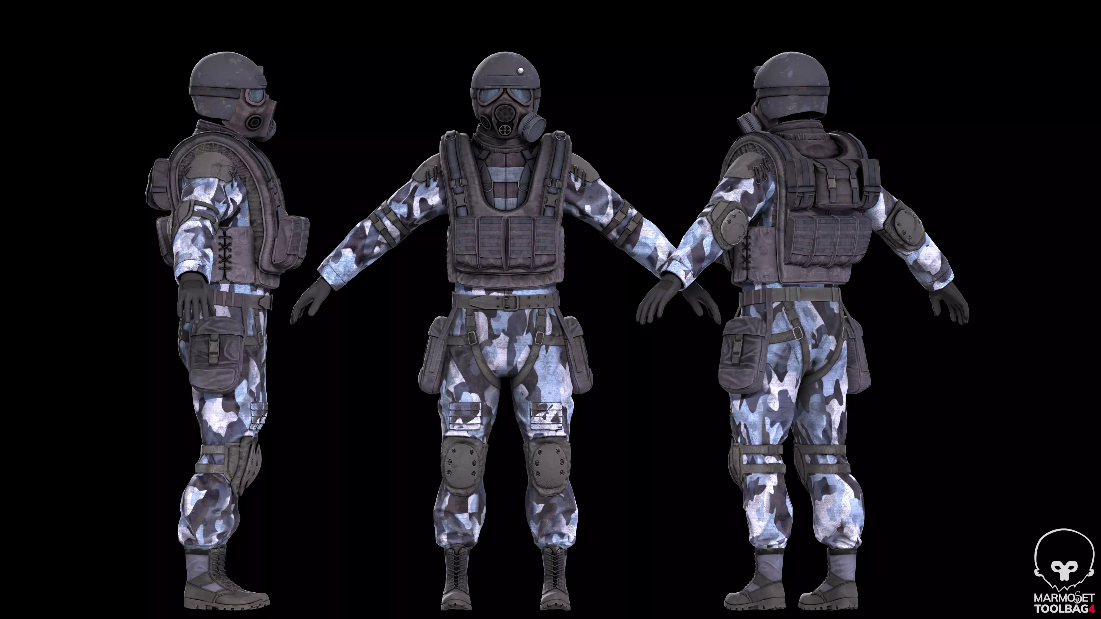 Military stalker like suit for Dayz engine Low-poly 3D model_11