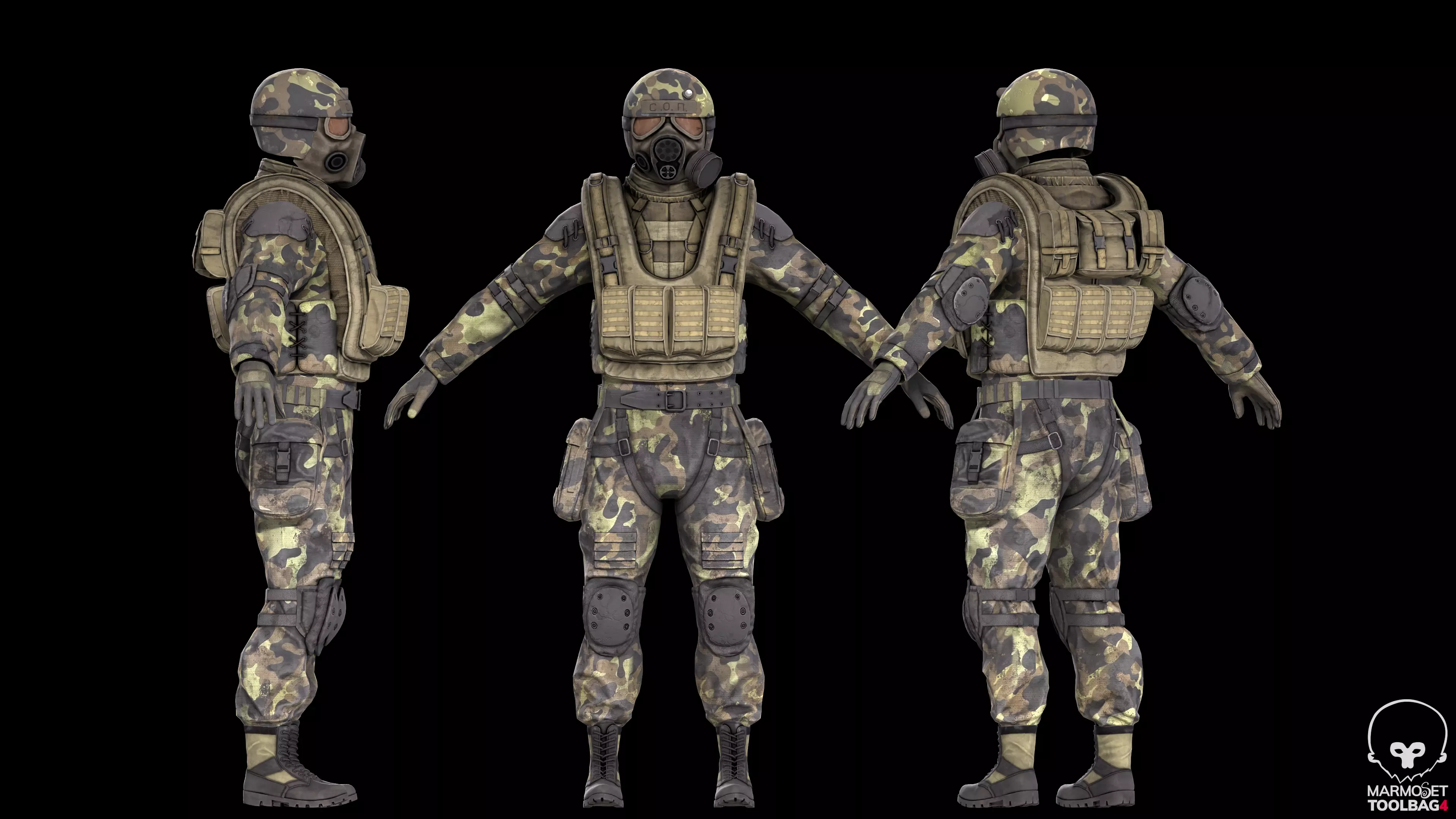 Military stalker like suit for Dayz engine Low-poly 3D model_10