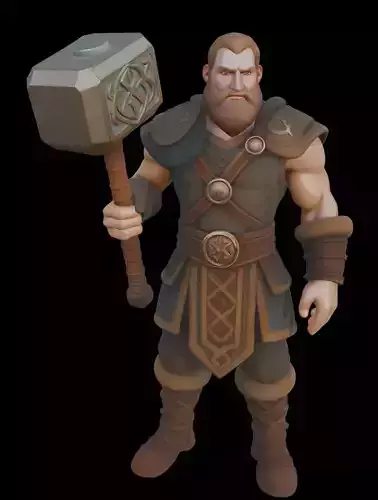 Viking Warrior with Battle Hammer
