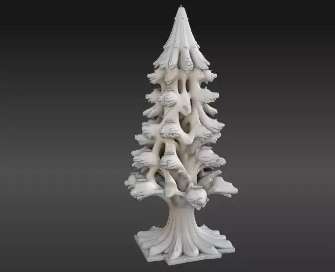 Winter Tree Lantern 3D Model Tree Decor with Lantern Slots Low-poly 3D model_2